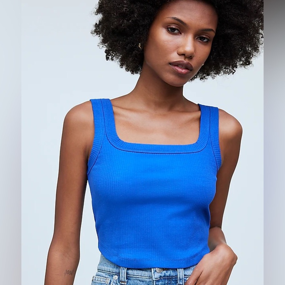Madewell The Tailored Crop Tank in Sleekhold In Blue Size XS NWT